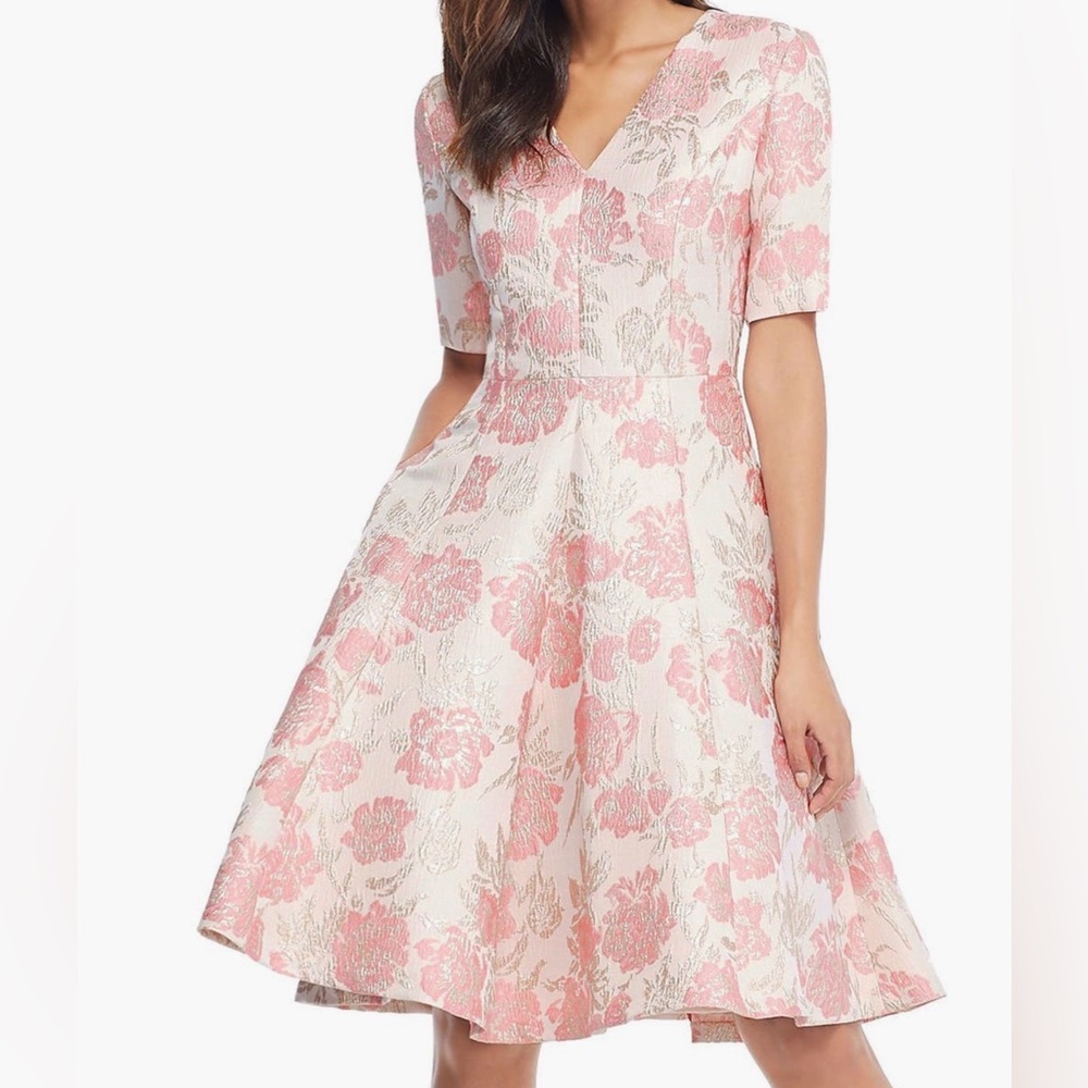 Gal Meets Glam Adair Floral Jacquard Fit & Flare Midi Dress Event Pink 6